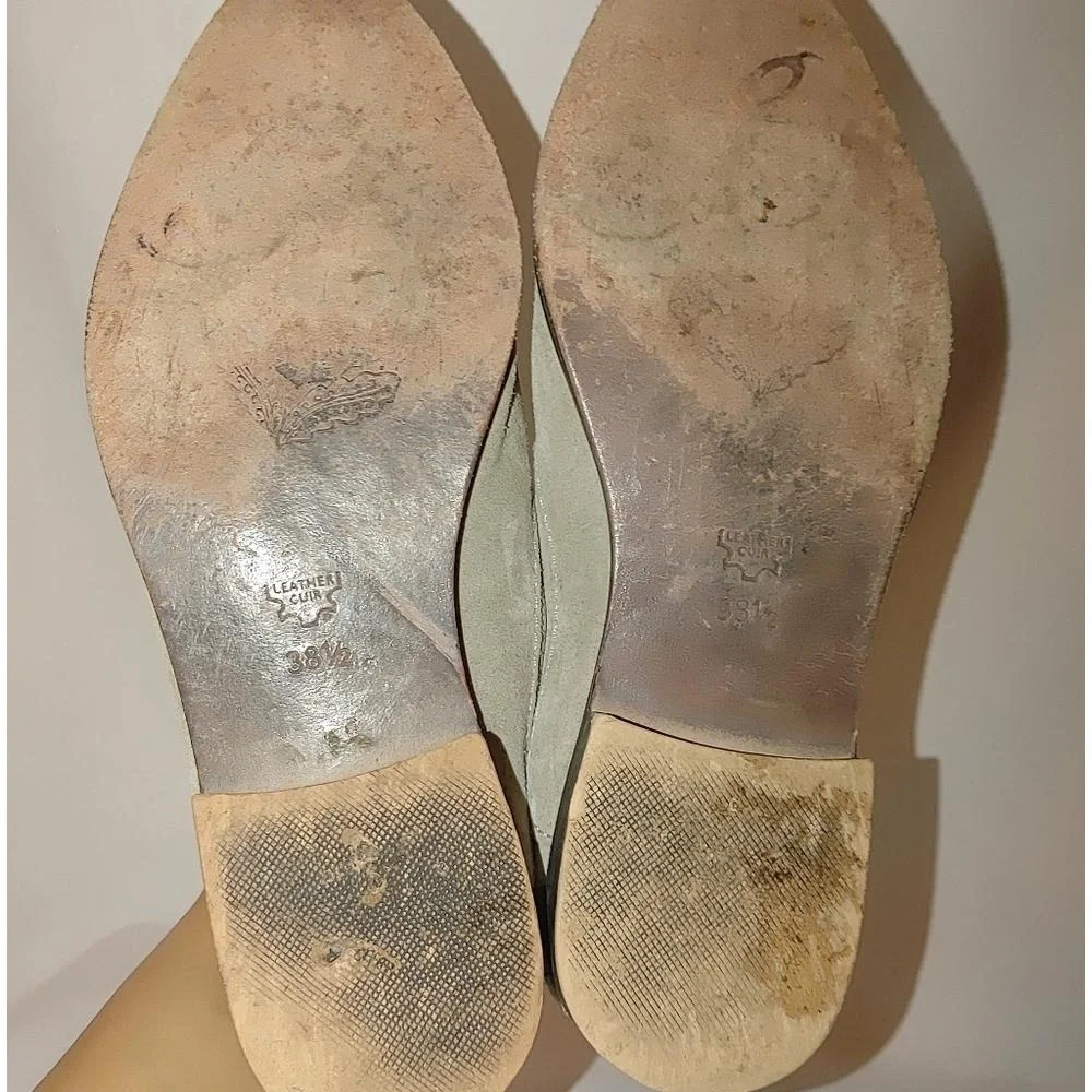 Free People Brady Slip On Loafer Pointed Suede Taupe Tan 38.5 Distressed Leather